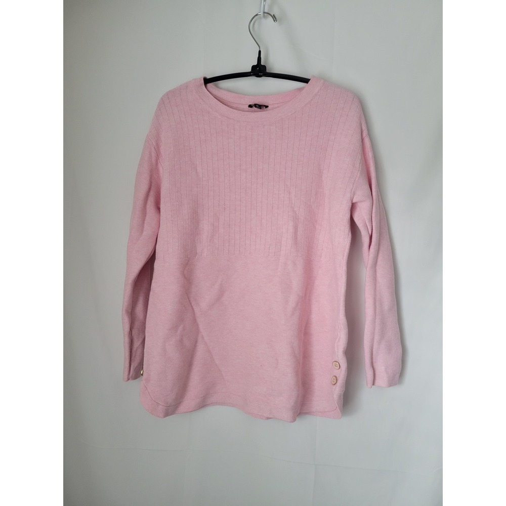 Talbots Petite Pink Ribbed Knit Sweater Women's Size SP Button Detail Long‎